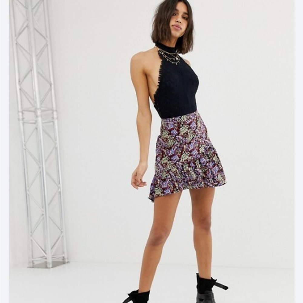 EUC Free People Asymmetrical Nadia Ruffle Skirt